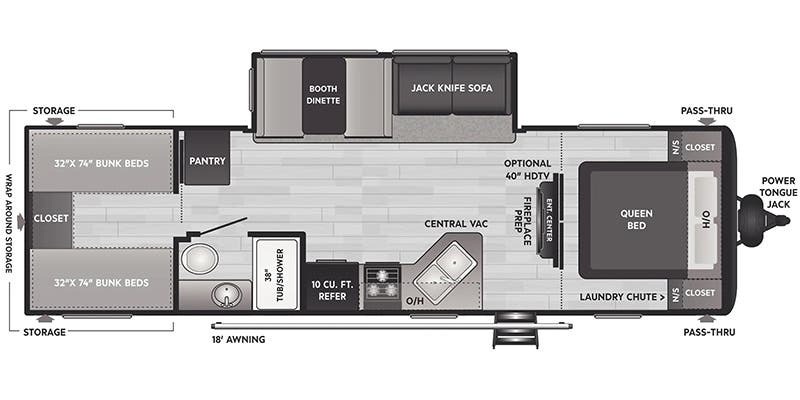 29' Keystone Hideout Floorplan